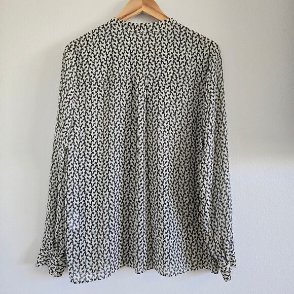 Reiss Lea Desert-trail Button Up Shirt Blouse Size US 10 Pleated Front Work - Picture 6 of 10